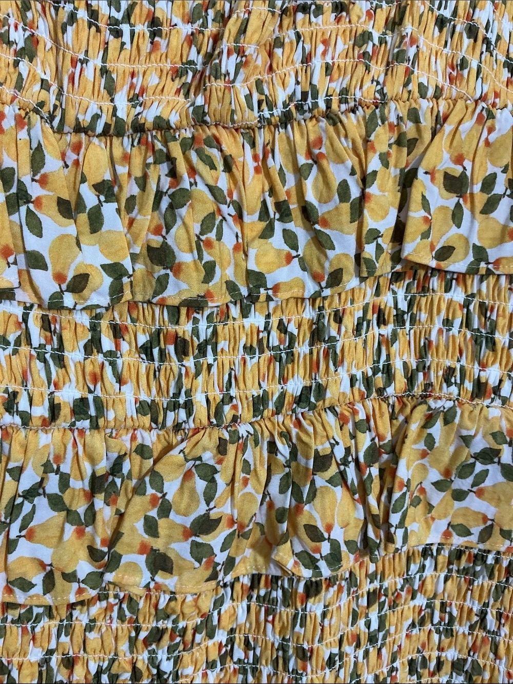 ANTONIO MELANI Yellow Pears Smocked Midi with Spaghetti Straps - Picture 9 of 9